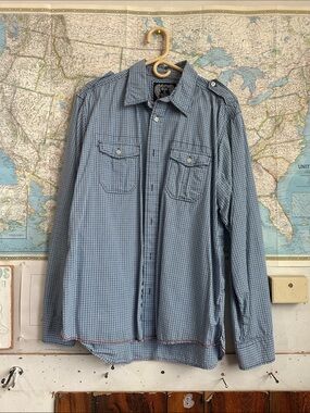 Eighty Eight Men's Light Blue Checked Shirt Jacket